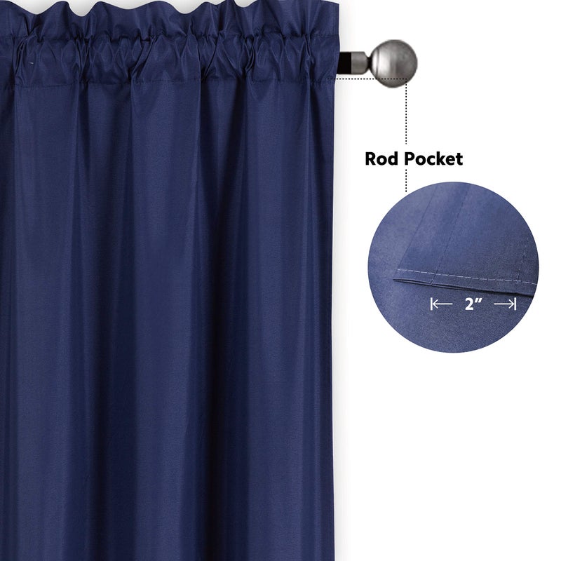 Home Collection Triple Weave Blackout Curtain Panel, 58W x 34L inches, 100% Light Blocking, Noise Reducing,Solid Color (Navy Blue) - Image 3